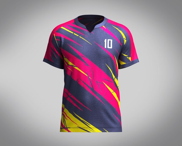 Mens Soccer Blue and Red Magenta Jersey Player-10 | 3D model