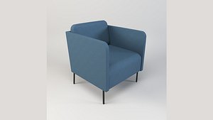 3D Blue Fabric Armchair model