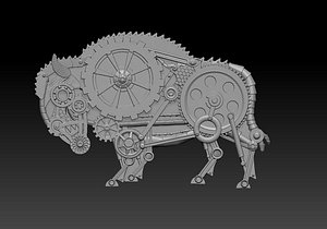 bison steampunk panel model