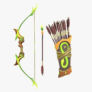 Snake bow and quiver 3D