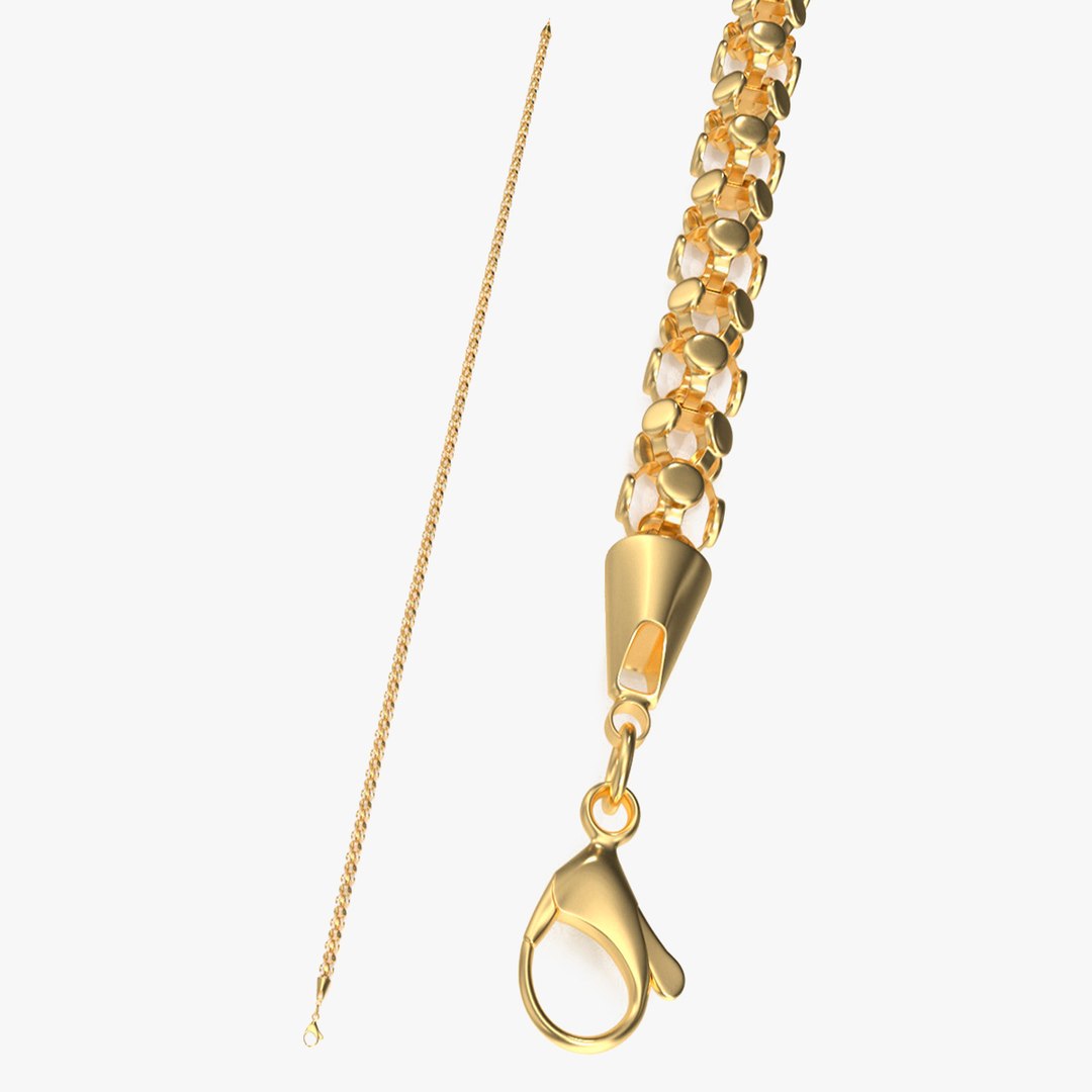 Golden Popcorn Chain 3D model preview