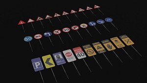Pack 001 Traffic Signs Board Banners 3D model