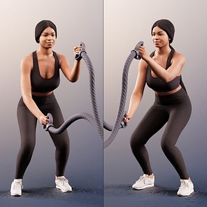 3D 11407 Micaela - 4 Texturevariations - Black Woman Doing Sport model