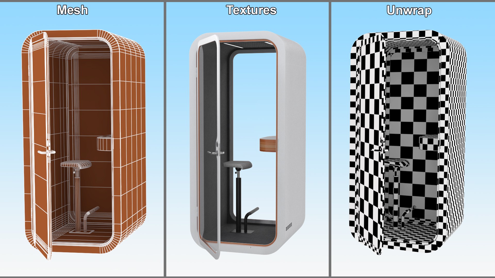 Office Phone Booth 3D https://p.turbosquid.com/ts-thumb/fz/1XWseP/iN/officephonebooth3dsmodel012/jpg/1657563647/1920x1080/fit_q87/571b8a04bda255b7d7825aa406963e4df2421736/officephonebooth3dsmodel012.jpg