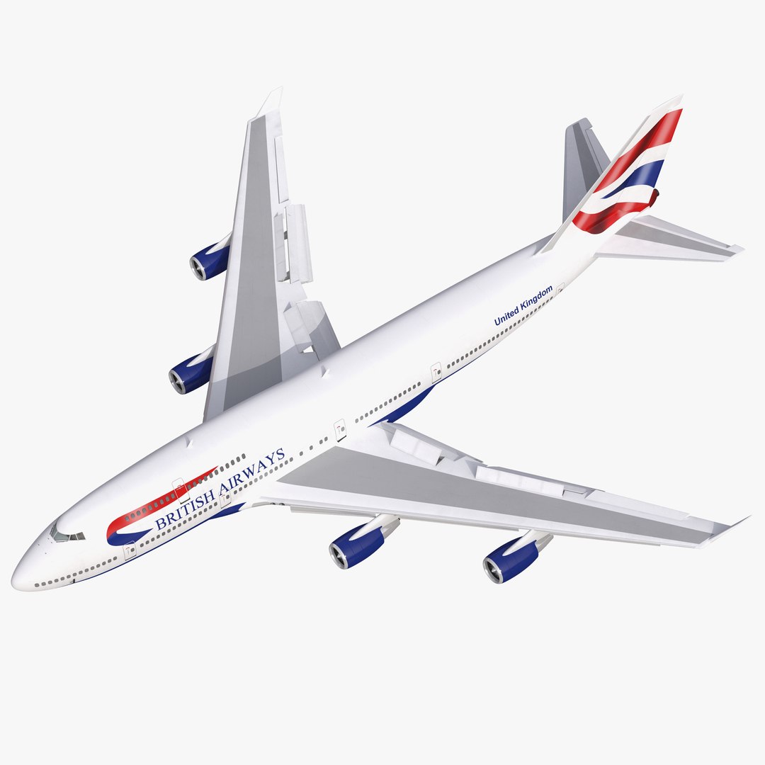 Boeing 747-400 British Airways Rigged 3D Model 3D model preview
