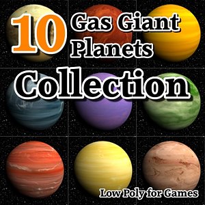 10 gas giants planets 3d model