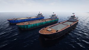 3D rusty barge