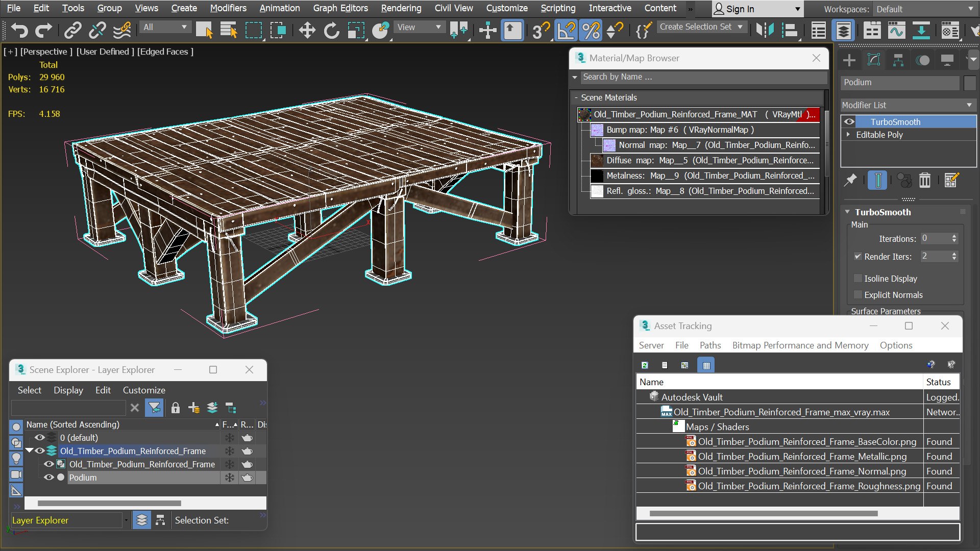 Old Timber Podium Reinforced Frame 3D Model - TurboSquid 2447964