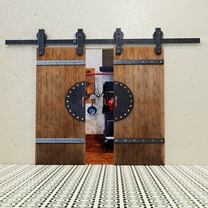 3D Lowpoly Barn Door model