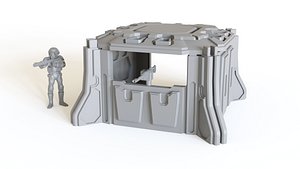 3D military pillbox tabletop scenery model