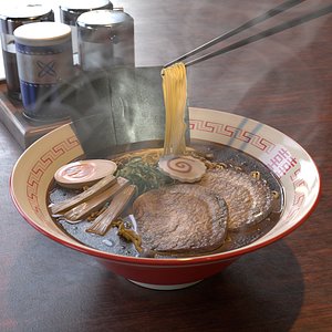 Ramen High poly and low poly