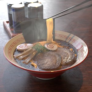 Ramen High poly and low poly