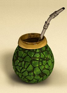 3d model straw bombilla mate cup