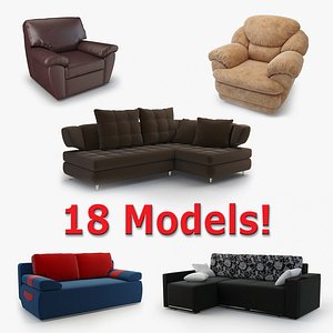 3D Upholstered Furniture 3D Models Collection