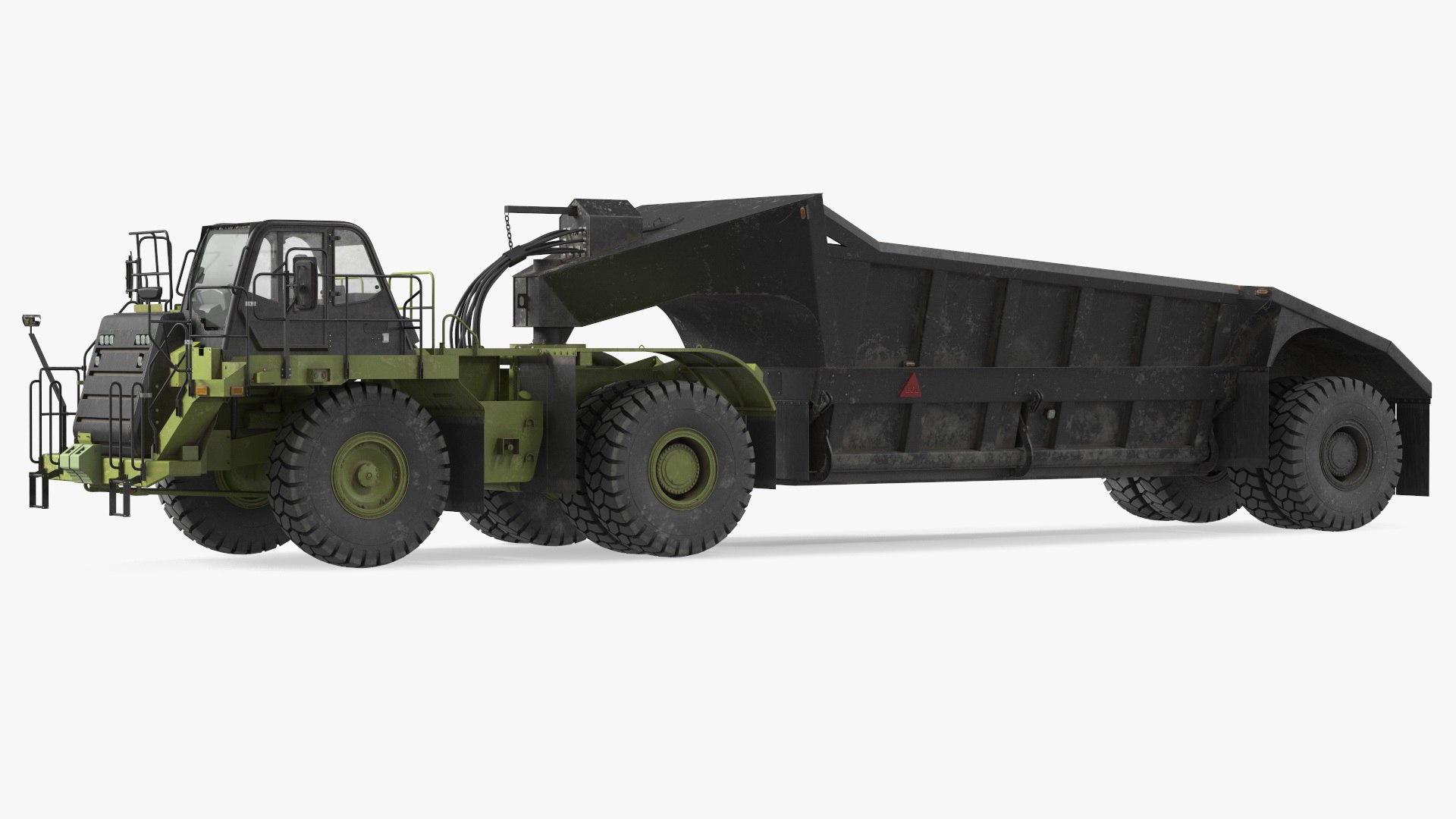 Heavy Duty Dump Trailer Dirty Rigged for Cinema 4D 3D model preview