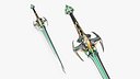 Futuristic Green Sword with Spikes