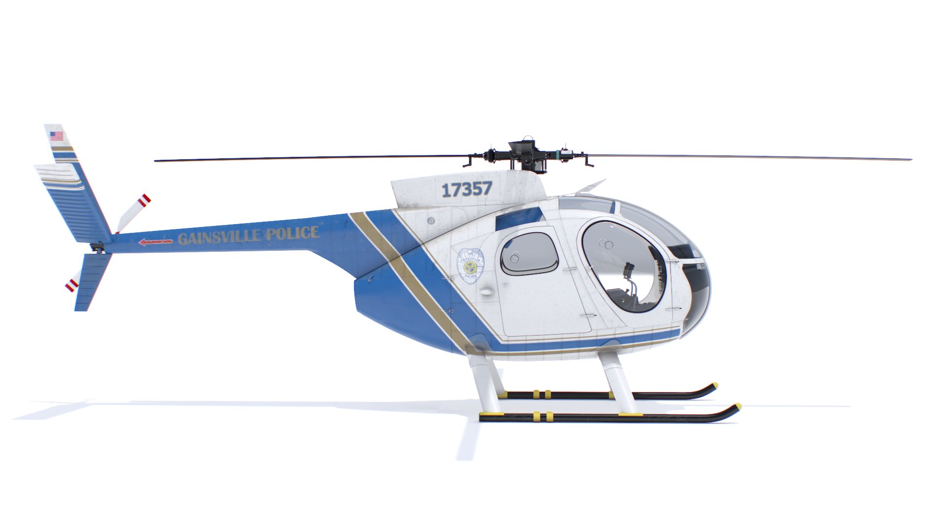 Police Surveillance Helicopter Hughes OH-6 3D model preview