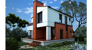 3D Minimal modern house 3D model scene