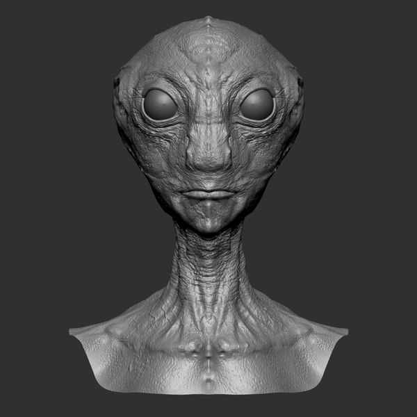 3D ZBrush alien bust humanoid