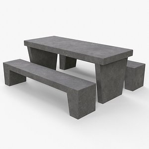 PBR Concrete Picnic Table A 3D