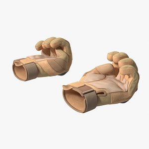 Special Gloves Airsoft Brown Rigged for Cinema 4D 3D model