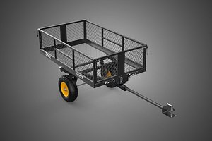 TWO 2 WHEELED MESH GRID DRAY TRAILER CART TOWING GARDEN TRACTOR