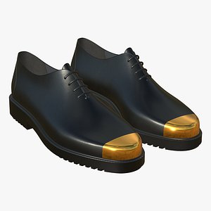 3D Black Realistic Leather Lace Up Shoes 1