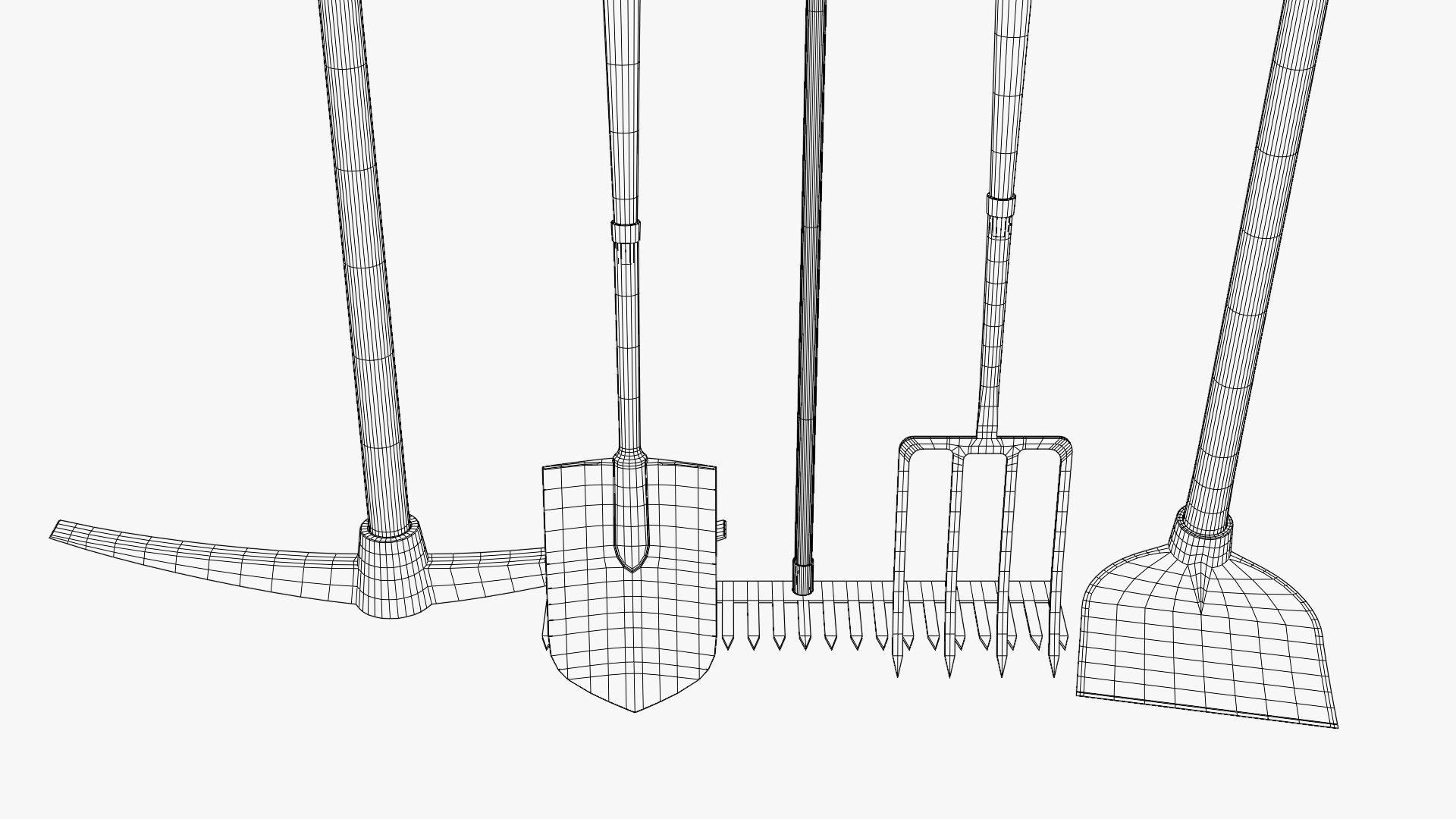 Farming Tools Pack - Fork Shovel Rake Pickaxe Hoe Model - TurboSquid ...