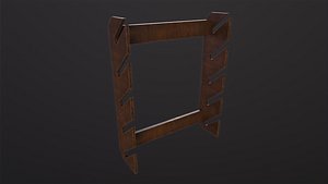 3D Wooden Weapon Rack model
