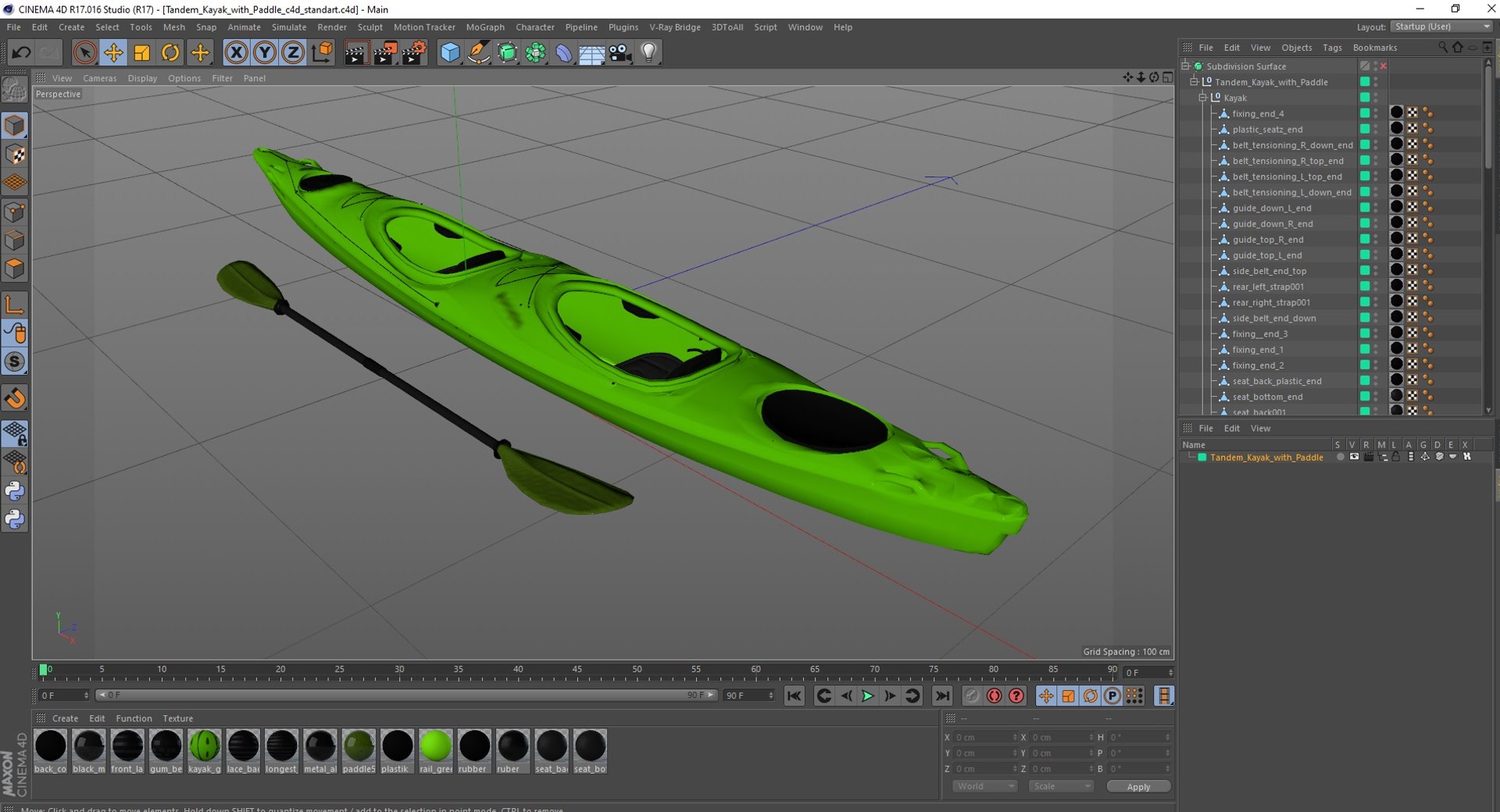 Tandem Kayak With Paddle Model - TurboSquid 2214164