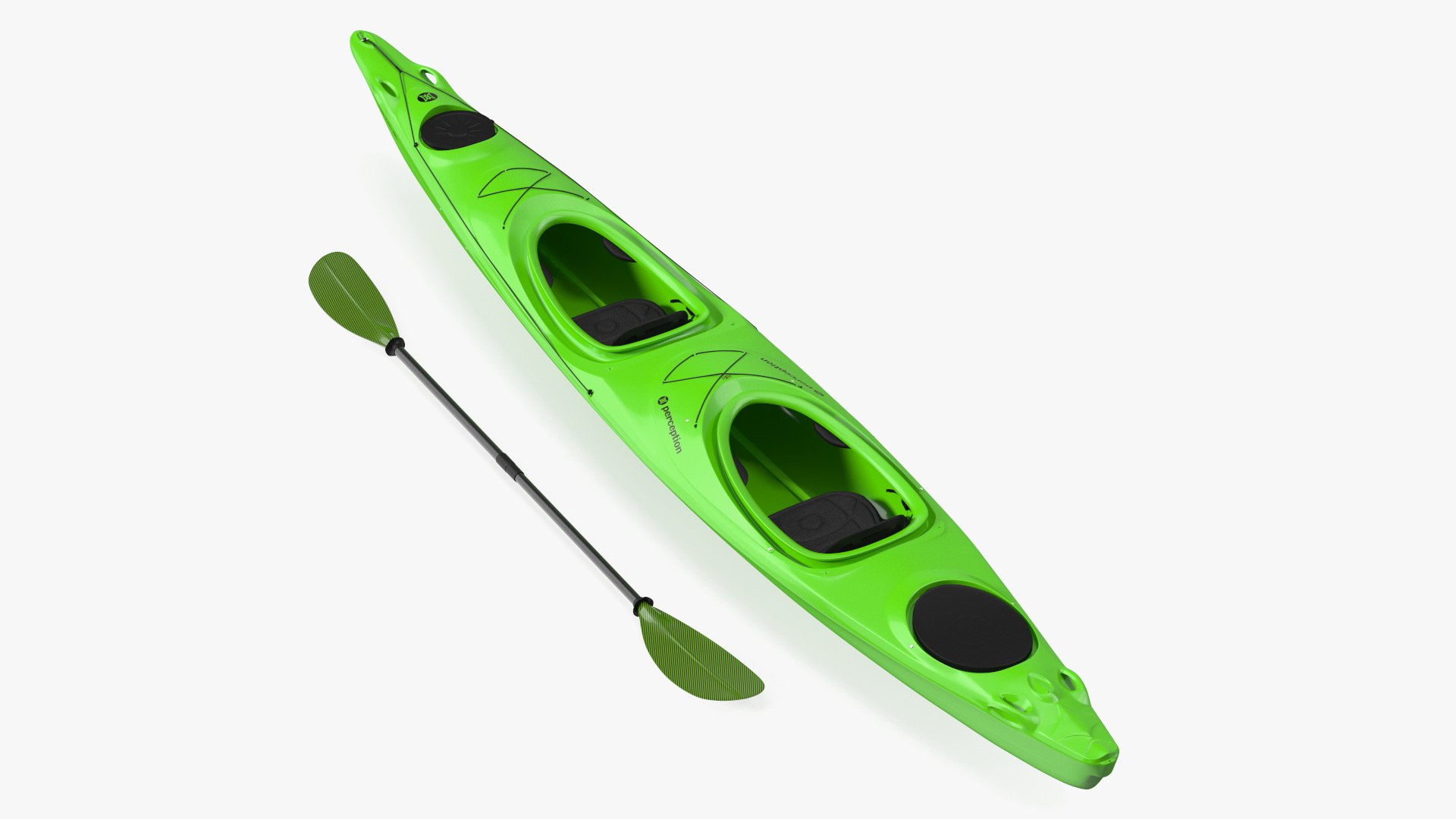 Tandem Kayak with Paddle 3D model preview