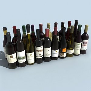 3d wine bottles model