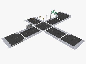 3D model Cartoon Road Pack Low-poly 3D model