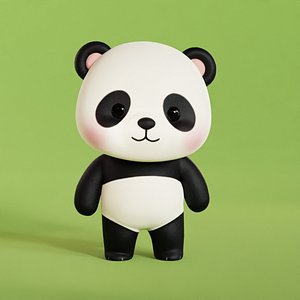 3D model Cartoon Panda Chibi Kawaii Character Rigged Animated Low-poly 3D model