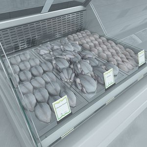 custom refrigerated showcase chiken 3d max