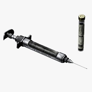 3D Vintage Field Injection Syringe and Morphine Ampoule model