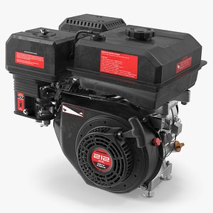 3D Horizontal Shaft Gasoline Engine Black Silver model