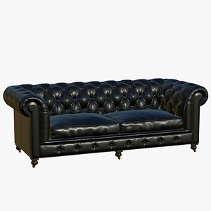 Chesterfield Leather Sofa Black model