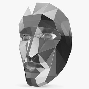 Polygonal Face Mask with Mesh Eyes Silver