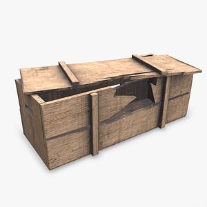 Broken Wooden Crate Low-poly PBR 3D