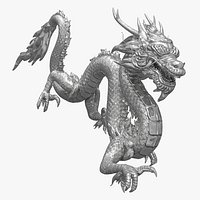 Silver Oriental Dragon Statue