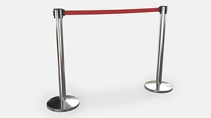 3D Stanchion with Red Retractable Belt
