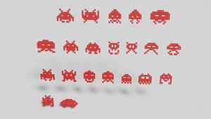 3D Space Invaders 3D Icons model