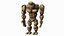 Stone Golem Cartoon Character Brown Rigged