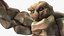 Stone Golem Cartoon Character Brown Rigged