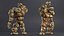 Stone Golem Cartoon Character Brown Rigged