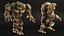 Stone Golem Cartoon Character Brown Rigged