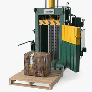 Bailing Machine Green with Cardboard Briquette 3D model
