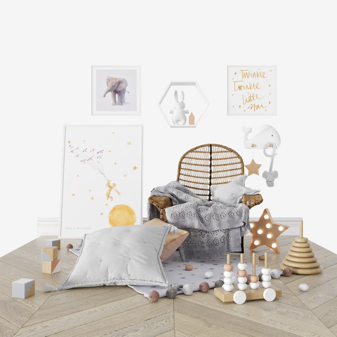 3D Dreamy Kids Room Interior Decor Set Model - TurboSquid 2199485
