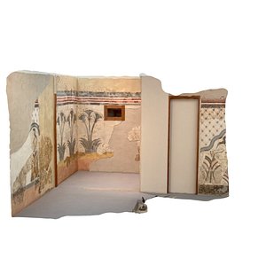 Ancient Greek house interior 17th c BC Museum of Prehistoric Thera